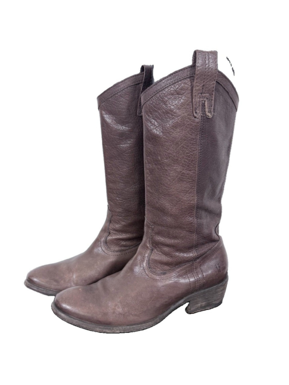 Frye Women's Carson Pull-On Leather Cowboy Boot-Smoke Brown Size 7.5B Western